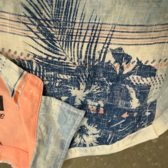 Tommy Bahama Relax Blue Watercolor Floral Linen Shirt – Size XL - Picture 7 of 14